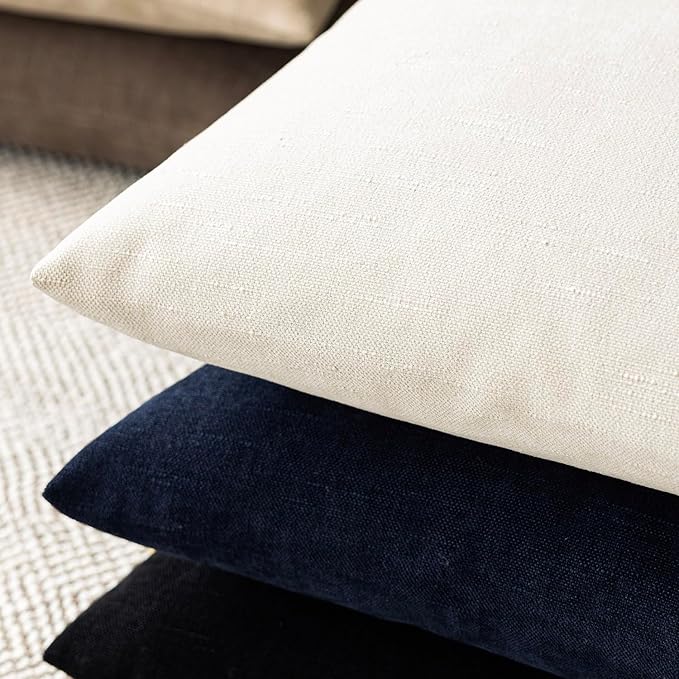 Foindtower Pack of 2 Soft Textured Throw Decorative Pillow Covers Lumbar Accent Solid Cushion Cover Cozy Neutral Farmhouse Pillow Case for Couch Sofa Bedroom Living Room 12x20 Inch, Ivory White
