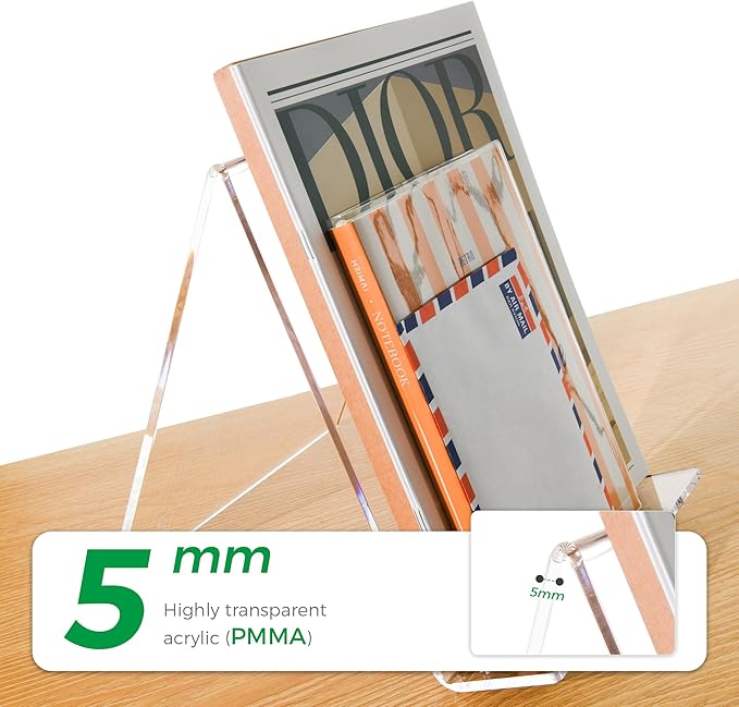 Acrylic Book Stand, Book Display Holder 6 x 9, Clear Acrylic Display Easel Transparent Display Stand Holder Tablet Holder for Album, CD, Magazine, Picture, Plate, Artworks, Phone, (2-Pack)