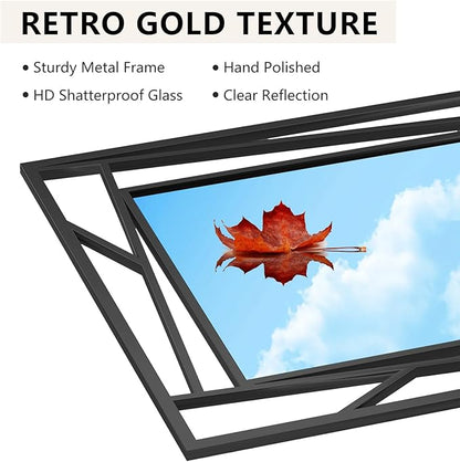 Rectangular Wall Mirror, 28''X20'' Matte Black Metal Framed Farmhouse Bathroom Mirrors for Bedroom Entryway Living Room, Hang Horizontally or Vertically