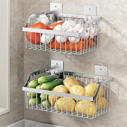 Stainless Steel Hanging Wire Basket Organizer - L 13.78Inch for Cabinet Pantry, Kitchen, Bathroom Storage