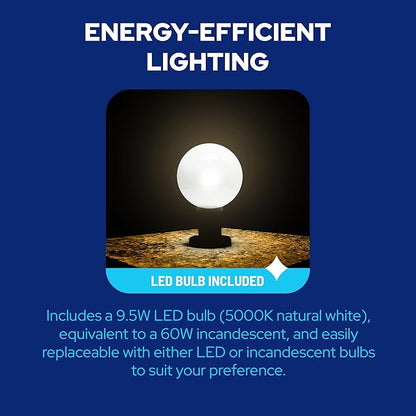 KASTLITE Lamp Post Globe Combo Lighting Fixture | 10" White Acrylic Lens with White Fitter & Twist Lock Mounting | Fits 3" Diameter Posts (Not Included) | Comes with with 5000K LED Bulb