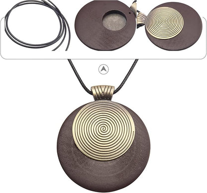 Leather Necklace for Women Boho Choker Necklace Long Cord Leather Pendant Bohemian Neckalce Vintage Alloy Pendant Leather Rope Necklace Wooden Necklaces for Women