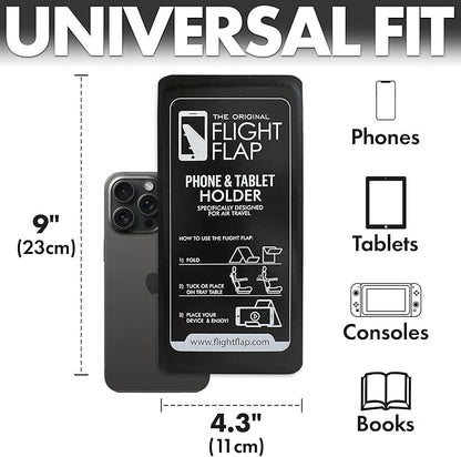 Airplane Phone Holder, Flexible Cell Phone Holder, Folding Cellphone Stand for Desk, Bed, Office, Treadmill - Airplane Gadgets for Long Travel Accessories - Plane Essentials (Black)