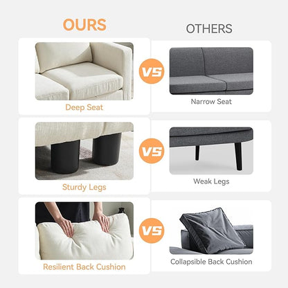 83”L-Shaped Modular Sectional Sofa with Storage & Movable Ottoman, Convertible 4-Seat Reversible Chaise Chenille Couch for Living Room, Soft Beige Fabric, Modern Design