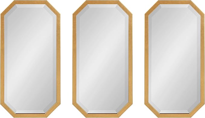 Kate and Laurel Laverty Modern Decorative Octagon Wall Mirror Set, Set of 3, Gold, Geometric Wall Accent Mirrors for Home