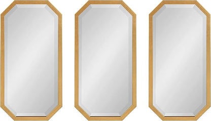 Kate and Laurel Laverty Modern Decorative Octagon Wall Mirror Set, Set of 3, Gold, Geometric Wall Accent Mirrors for Home