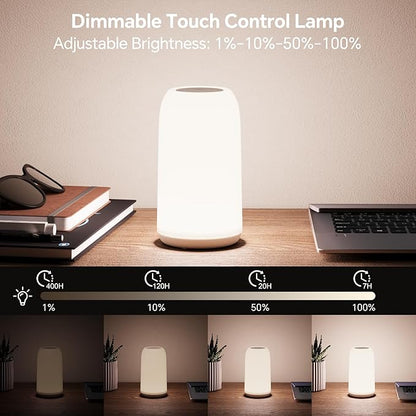 Cordless Table Lamps Rechargeable, Touch Lamp for Bedroom [Sleek Design & RGB Mode] 4-Level Brightness Small Bedside Lamp, LED Lamp Multi-Color Smart Nightstand Light for Living Room Home Gifts