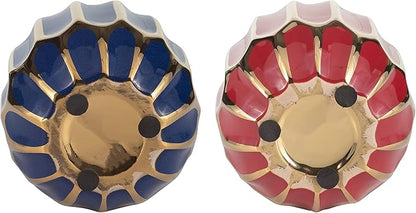 Elegant Ceramic Vase for Living Room Decor and Home Decor Accent - Modern Decorative Flower Vase for Room, Bedroom, or Office Desk - Designed for House and Table Decor - Set of 2, 5", Blue & Red
