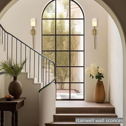 Alabaster Wall Sconce 22in Antique Brass Sconces Wall Lighting, Imported in Spain Natural Alabaster, Bathroom Sconce Gold Sconces Wall Decor, For Living Room dining room Hallway Bedside Staircase