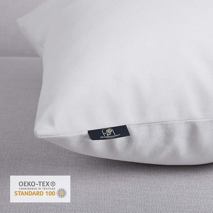 Phantoscope Pack of 2 Velvet Decorative Throw Decorative Pillow Cover Soft Solid Square Cushion Case for Couch White 12 x 20 inches 30 x 50 cm