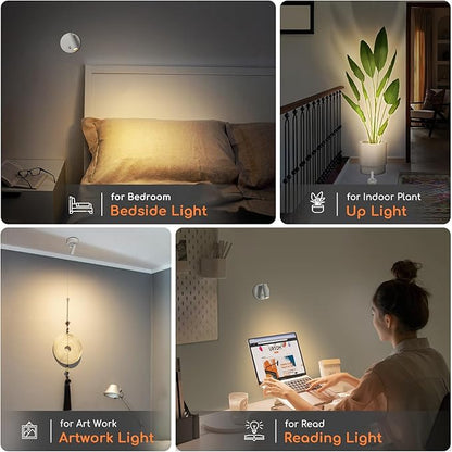 Wireless LED Spotlight Indoor with Remote Up Lights Indoor Dimmable Picture Light Battery Operated with Timer Rechargeable Spot Lights Accent Uplighting for Plant Wall Art, 1 Pack