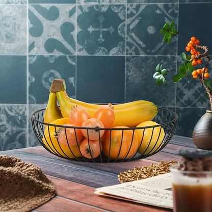 IBWell Black Wire Fruit Basket Fruit Bowl Kitchen Fruit Basket Stand Fruit Bowls for the Counters Metal Fruit Bowl (Exposure)