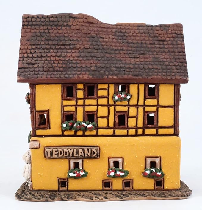 Ceramic Handmade Miniature House in Rothenburg Tealight Candle Holder Room Decor Handcrafted Collectible Miniature Essential Oil Burner Christmas Village Timbered House in Rothenburg Germany