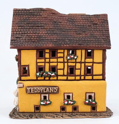 Ceramic Handmade Miniature House in Rothenburg Tealight Candle Holder Room Decor Handcrafted Collectible Miniature Essential Oil Burner Christmas Village Timbered House in Rothenburg Germany