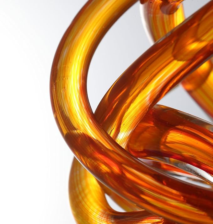 Luxury Lane Hand Blown Infinity Knot Sommerso Decorative Glass Ball for Bowls Home Decor 4 inch Tall Orbit Centerpiece Table Decoration Sculpture Ombre Red