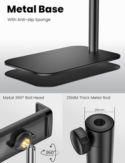 Tablet Floor Stand, 360-Degree Rotatable Metal Tablet Holder Stand, Adjustable Height and Angle iPad Stand,Universal Tablet Holder for iPad/Phone/Kindle/Tabs/E-Readers and all 4.7~12.9” Screen Devices