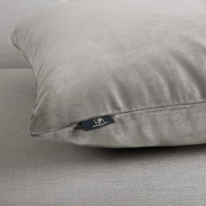Phantoscope Velvet Decorative Throw Pillow Cover Soft Solid Square Cushion Case for Couch Mist Grey 20 x 20 inches 50 x 50 cm