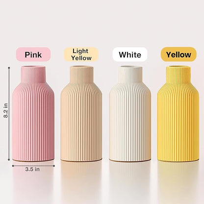 Mfacoy Ceramic Flower Vase, Minimalist Decor, Modern Home Decorative Vase, Small Pampas Grass Vases for Kitchen Bedroom Office Living Room Bathroom Shelf Centerpiece Table Decorations (Yellow)