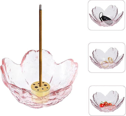 Incense Holder for Sticks,Handmade Ash Catcher Glass Bowl with 9 Holes Incense Holder for Home Décor, Meditation, Yoga,Easily Grab All Incense Ash