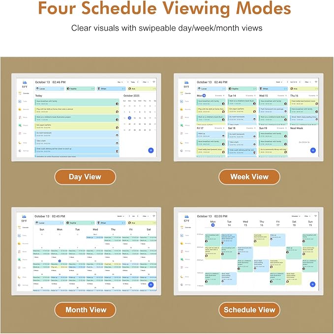 24-inch Digital Calendar for Family-Business-Planner - Touchscreen Interactive Display Smart Electronic Calendar, Auto-Sync Google iCloud Outlook Calendars, Selectable Reminders for Father and Mother