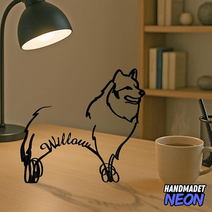 Personalized Samoyed Dog Minimalist Sculpture, Custom Pet Name Metal Desk Decor, Decorative Aesthetic Table Sign Gifts For Dogs Lovers, Kids Room, Home Office Decorations
