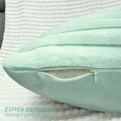 2 Pack 22x22 Pillow Cover Velvet Pillow Covers, Faux Fur Square Throw Pillow Covers for Living Room Decorations Throw Pillow Case, Throw Pillow Cover Cushion Cover for Sofa Bedroom Car, Sage Green