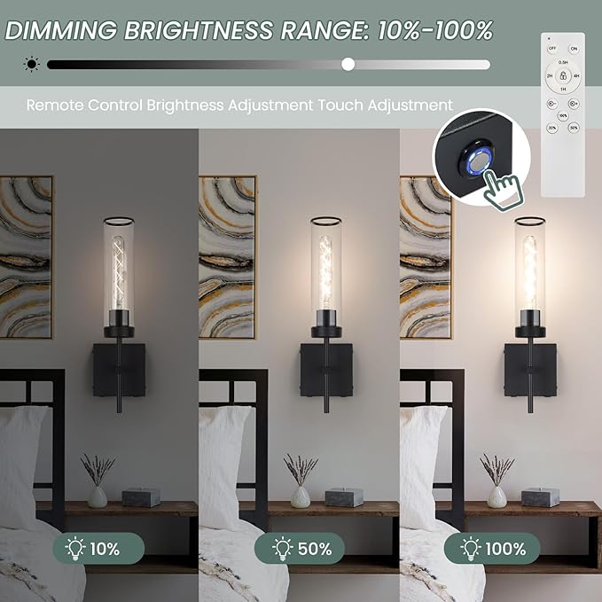 Wall Sconces,Battery Operated Wall Sconce 3000K 10400mAh Fast Chargin Endurance 150 Hours Infinitely Dimmable with Remote Control Wireless Wall Lights for Bedroom Living Room Hallway