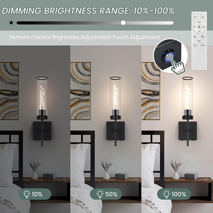 Wall Sconces,Battery Operated Wall Sconce 3000K 10400mAh Fast Chargin Endurance 150 Hours Infinitely Dimmable with Remote Control Wireless Wall Lights for Bedroom Living Room Hallway