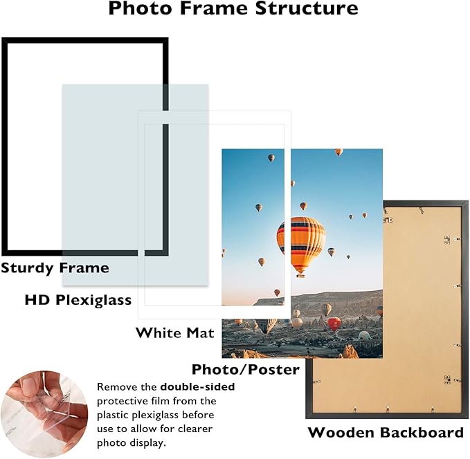 19.25x26.75 Puzzles Frame Set of 2, Display 18x24 with Mat or 19.25 x 26.75 without, Wall Hanging 19.25 by 26.75 Picture Frame for Poster Photo Canvas Picture Puzzles, 2 Pack, Black