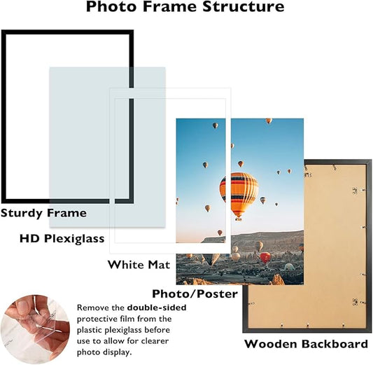 19.25x26.75 Puzzles Frame Set of 2, Display 18x24 with Mat or 19.25 x 26.75 without, Wall Hanging 19.25 by 26.75 Picture Frame for Poster Photo Canvas Picture Puzzles, 2 Pack, Black