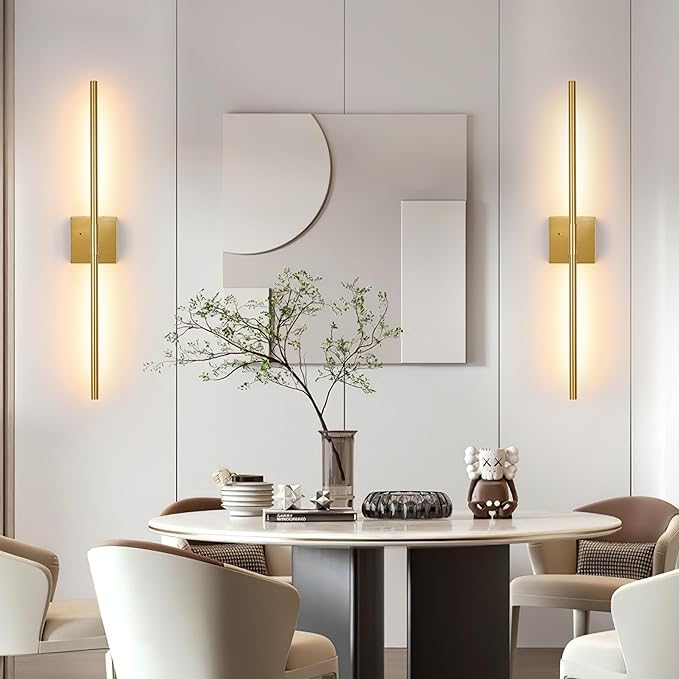 Gold Battery Operated Wall Sconces, Dimmable Wall Sconces with Remote Control, Rechargeable Sconces Wall Lighting, 40″ LED Wireless Wall Lights for Bedroom, Living Room, Bathroom