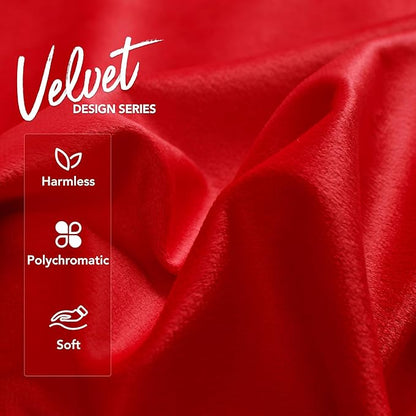 Deconovo Decorative Velvet Throw Pillow Covers 16x16 Inch Set of 2, Soft Square Cushion Cases for Couch Sofa Living Room Decor Bedroom Outdoor Right Red Pillow Covers with Invisible Zipper