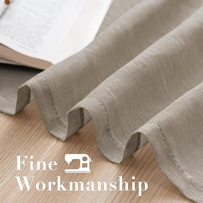 H.VERSAILTEX Linen Curtains Flax Linen Blended Curtain Panels for Living Room/Bedroom Semi Sheer Privacy Curtains 72 inch Length 2 Panels Set Nickel Grommet Window Drapes, Taupe