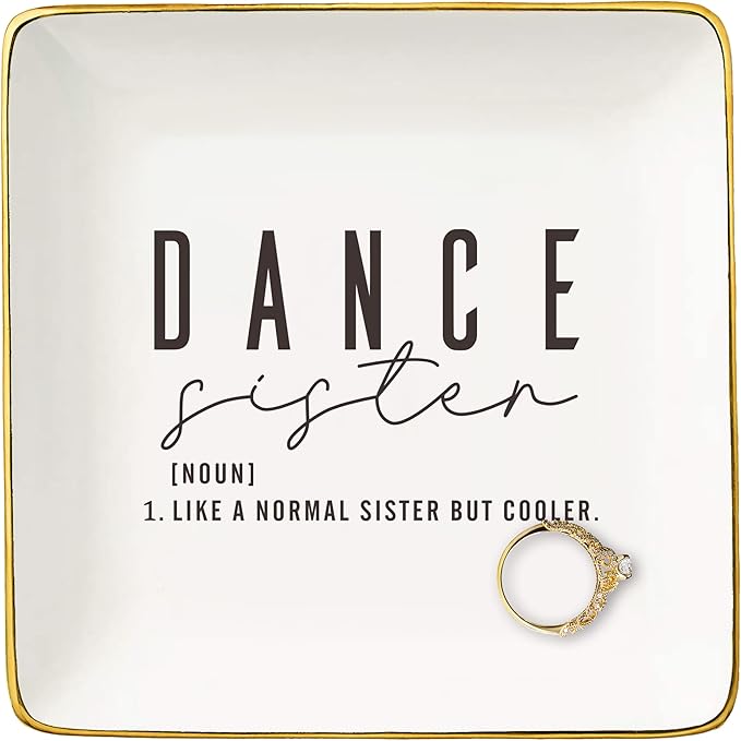 NZY Dancer Sister Gifts for Women-Dance Competition Gifts for Sister-Birthday Friendship Appreciation Christmas Gifts for Sis-Ballet Dance Member Present-Jewelry Tray Trinket Holder Ring Dish
