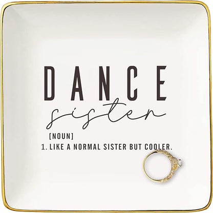 NZY Dancer Sister Gifts for Women-Dance Competition Gifts for Sister-Birthday Friendship Appreciation Christmas Gifts for Sis-Ballet Dance Member Present-Jewelry Tray Trinket Holder Ring Dish