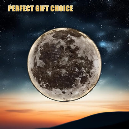 Dimmable Moon Wall Lamp, Rechargeable Battery Operated Wall Sconce Moon Lights with Remote, 3 Color Indoor Wall Mounted Lighting Ceiling Light for Living Bedroom Birthday Christmas Gift - 12 inch
