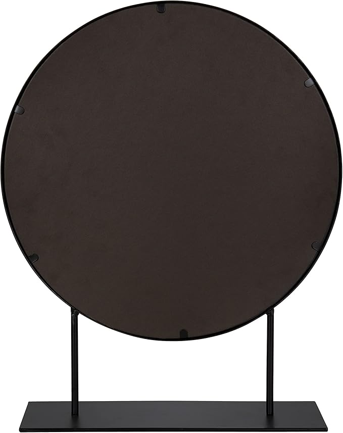 Kate and Laurel Rouen Modern Glam Round Metal Frame Table Mirror with Stand, Black
