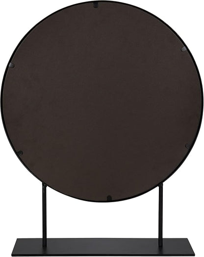 Kate and Laurel Rouen Modern Glam Round Metal Frame Table Mirror with Stand, Black