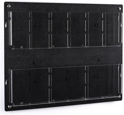 Displays2go Tiered Brochure Rack for Wall, 6-12 Adjustable Pockets, Frameless Acrylic - Black (2RP6BLK)