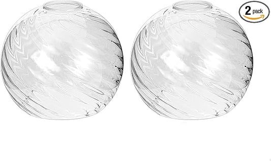 Lycuky Clear Hammered Glass Globe Shade -1.65" Fitter Opening - Replacement Lamp Shade for Pendant Lights, Chandeliers, Wall Sconces, Vanity & Ceiling Fixtures (2 Pack)
