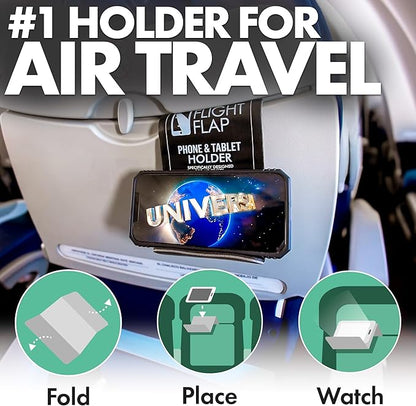 Airplane Phone Holder, Flexible Cell Phone Holder, Folding Cellphone Stand for Desk, Bed, Office, Treadmill - Airplane Gadgets for Long Travel Accessories - Plane Essentials (Black)