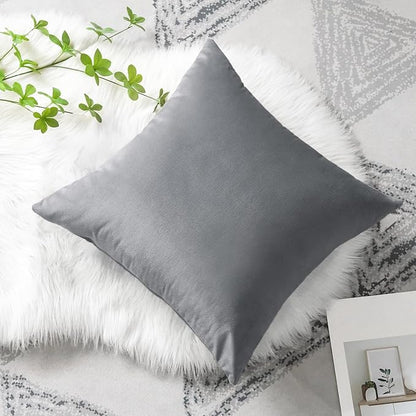Artscope Luxury Velvet Pillow Covers Decorative Square Pillowcases Soft Solid Cushion Cases for Couch Sofa Bedroom Home Decor 24x24 Inch Graphite Grey