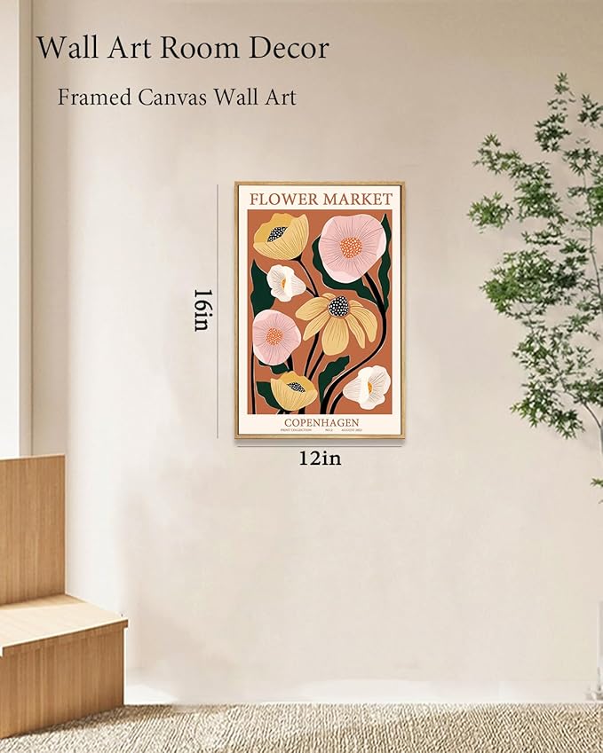 Zzuyi Framed Flower Market Wall Art,Anthropologie art,Botanical Flower wall art for Living Room Bedroom Decoration-12 x 16"