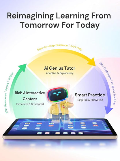 AI Kids Tablet with Parental Control - 50000+ Content AI Tutor Learning Tablet with ELA, Math, ABC, Word, Read, Phonics, STEM for Homeschooler Educational Study for G1 - G6 (TalPad T100, Standard)