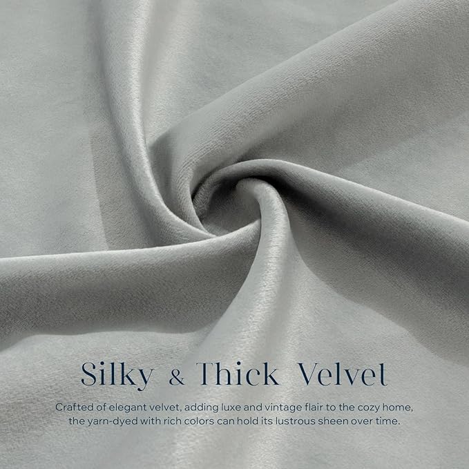 Phantoscope Pack of 2 Velvet Decorative Throw Decorative Pillow Cover Soft Solid Square Cushion Case for Couch Mist Grey 18 x 18 inches 45 x 45 cm