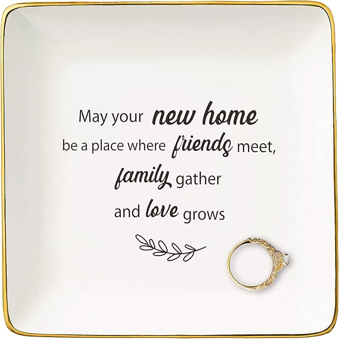 Blessing Homeowner Gifts from Real Estate Broker-Bought A New House-New Home Gifts-Congratulation First House,Housewarming Presents for Houseowner-Women Jewelry Tray Trinket Holder Ring Dish