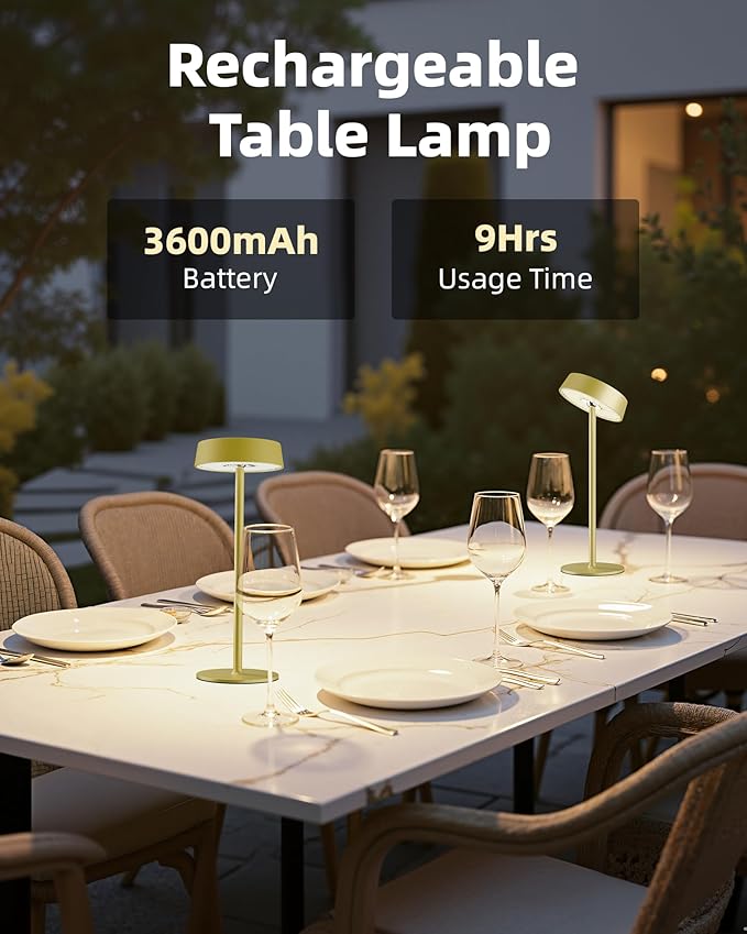 Cordless Lamp, Outdoor Waterproof, Dimmable Touch Control 3 Color Temperature, Battery Operated Portable, RGB, LED Memory Function, Rechargeable Table Lmap, Desk Lamp, Patio Dinning Restaurant Kitchen