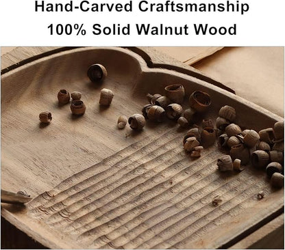 Hand-Carved Walnut Wood Tabletop Accent, Decorative Wooden Serving Piece with Natural Grain for Table Styling and Display