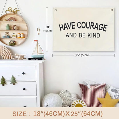 Canvas Banner Hanging Flag Banner for Nursery and Playroom Wall Décor for Kids Trendy Room Décor for Boys and Girls (Courage)