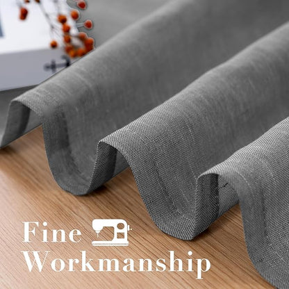 H.VERSAILTEX Linen Semi Sheer Curtains 63 Pair Set Linen Textured Sheer Curtains Nickel Grommet Window Treatment Panels for Bedroom, Open Weave, 52" W x 63" L, Charcoal Grey